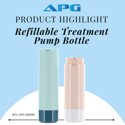 What types of cosmetics can be stored in a refillable treatment pump bottle?