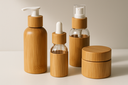 What types of products can be stored in bamboo cosmetic bottles?