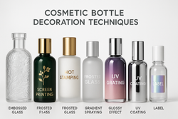 What are the different types of bottle decoration techniques used in cosmetics?