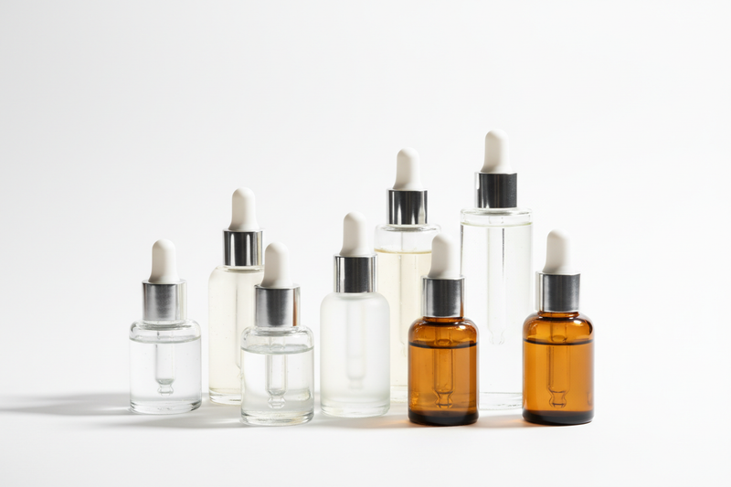 What materials are cosmetic dropper bottles made from?