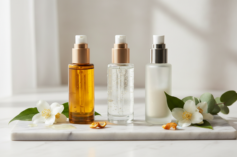 What types of cosmetic products use oil pumps?