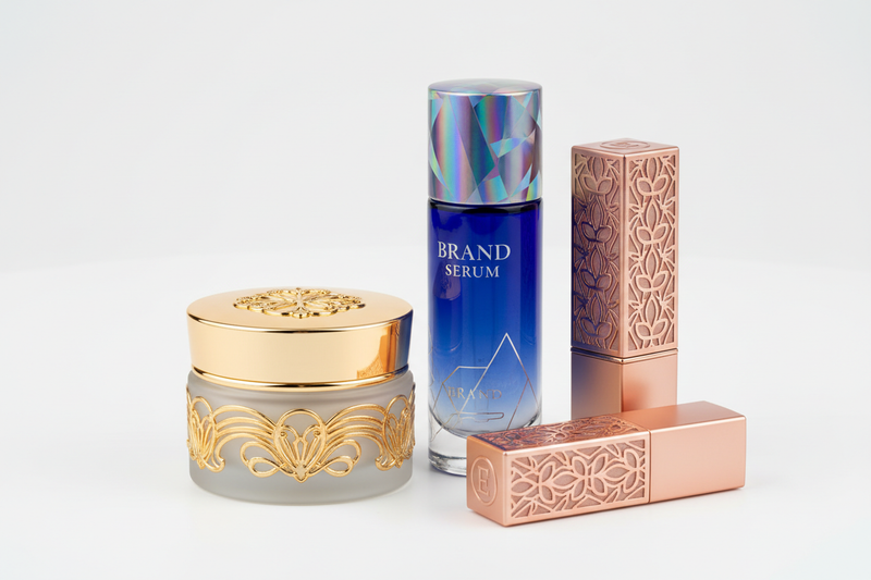How does custom decoration elevate cosmetic packaging with various finishes?