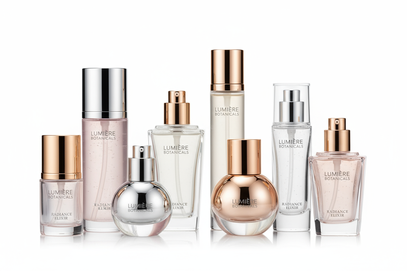 How do glossy cosmetic bottles impact brand perception?