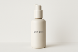 How does minimalist skincare bottle design reflect brand identity?