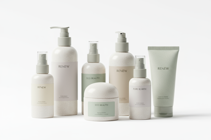 How do PCR plastic bottles impact sustainability in the cosmetics industry?