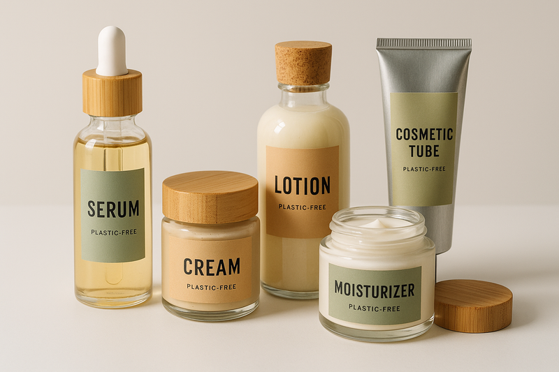 What are plastic-free cosmetic bottles made of?