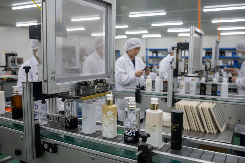 How does silk screen printing work on cosmetic bottles?