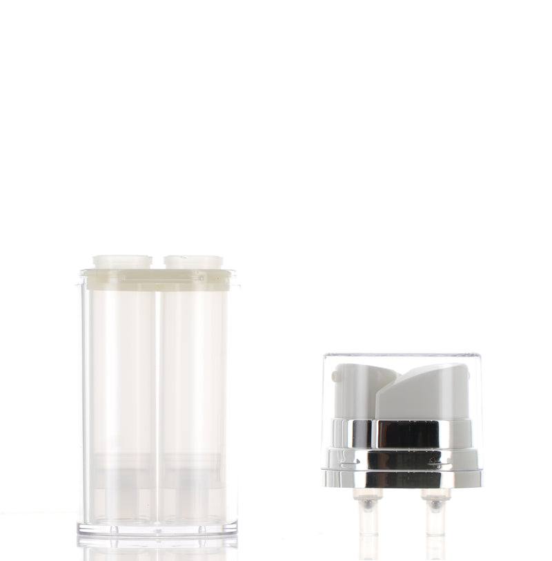 Beauty Duo: 10ml Dual Airless Treatment Pump Bottle, Dual-Chamber/Dual-Actuator