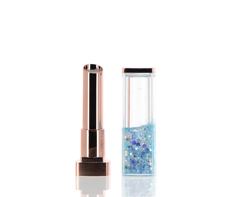 ABS/PMMA/POM, Square Lipstick Component with Glitter Over Cap