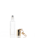 Stainless/Glass, Roller Ball Bottle with Keychain Ring