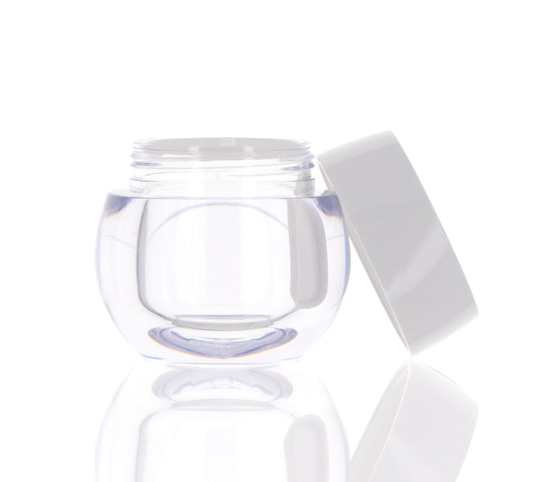 Circular Clear Jar with White Cap