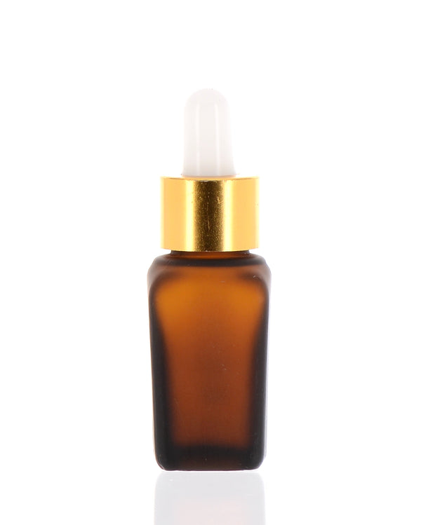 Square, Amber Frosted Glass, Dropper Bottle, 15ml