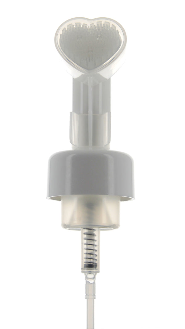 PP, Foamer Pump with Heart Scrub Brush Applicator, Clip-Lock, Dosage 0.8cc
