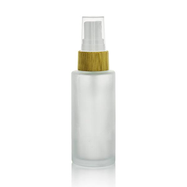 Bamboo Frost Glass Bottle with Fine Mist Pump